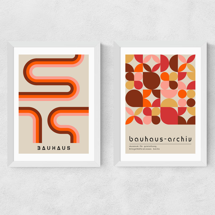 Warm Bauhaus Set Medium White Frame Warm Bauhaus Set Medium White Frame