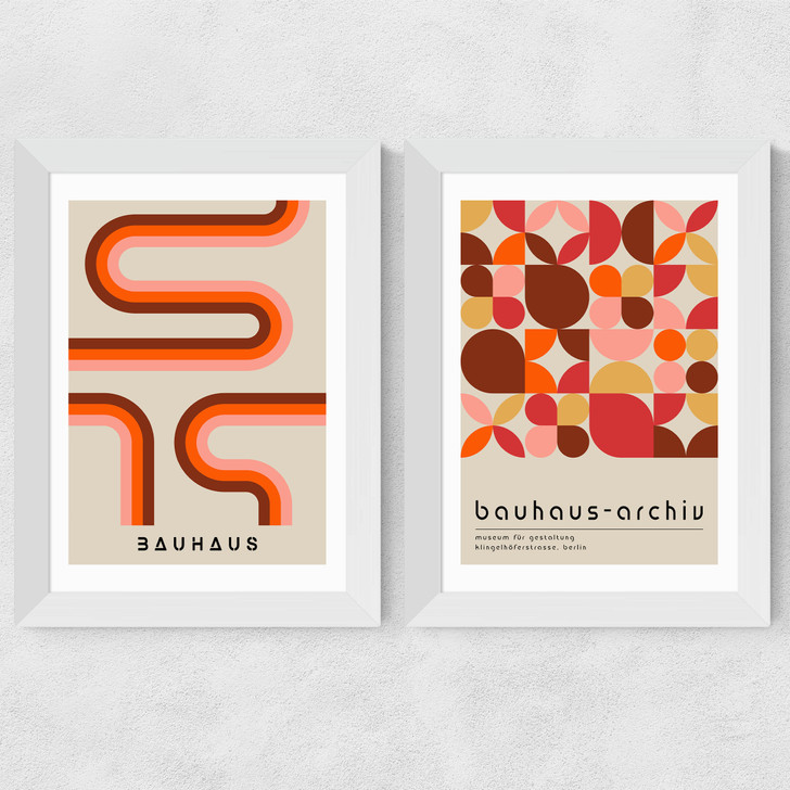 Warm Bauhaus Set Wide White Frame Warm Bauhaus Set Wide White Frame