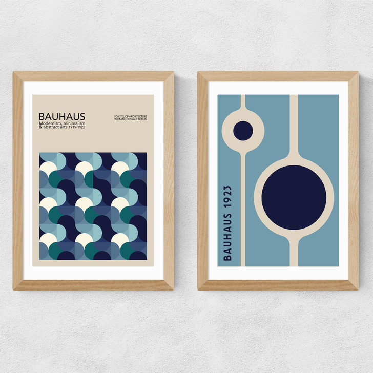 Blue Bauhaus Set Medium Oak Frame Blue Bauhaus Set Medium Oak Frame