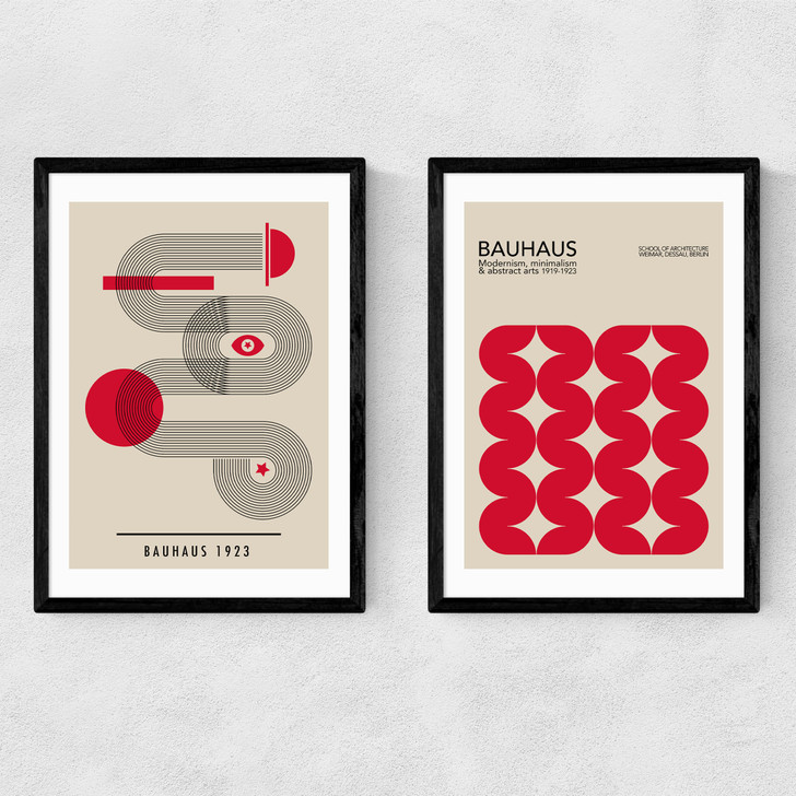 Red Bauhaus Set Narrow Black Frame Red Bauhaus Set Narrow Black Frame