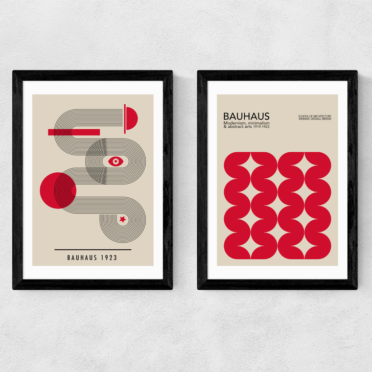 Red Bauhaus Set Medium Black Frame Red Bauhaus Set Medium Black Frame