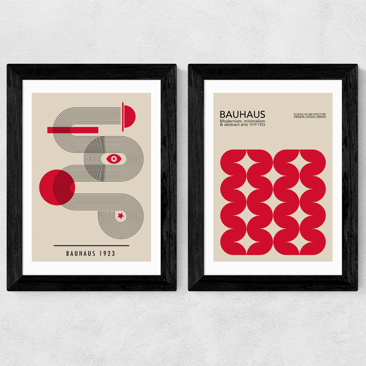 Red Bauhaus Set Wide Black Frame Red Bauhaus Set Wide Black Frame