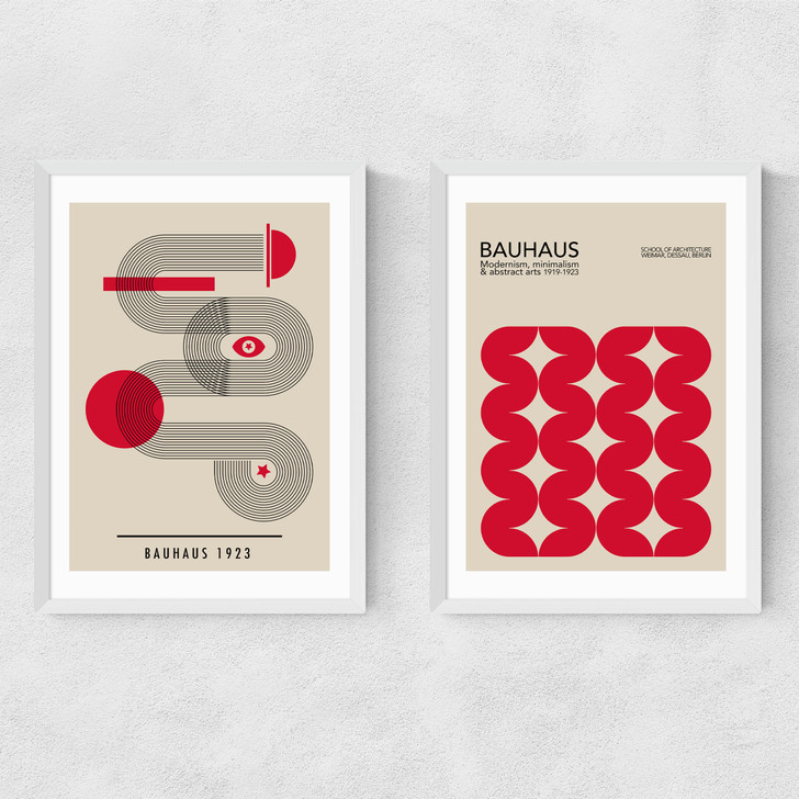 Red Bauhaus Set Narrow White Frame Red Bauhaus Set Narrow White Frame