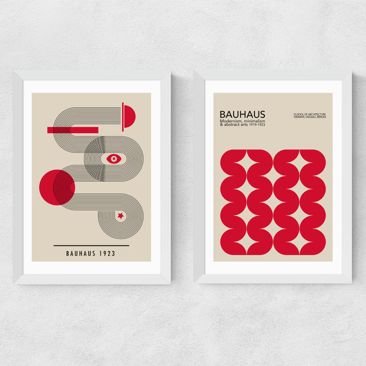 Red Bauhaus Set Medium White Frame Red Bauhaus Set Medium White Frame