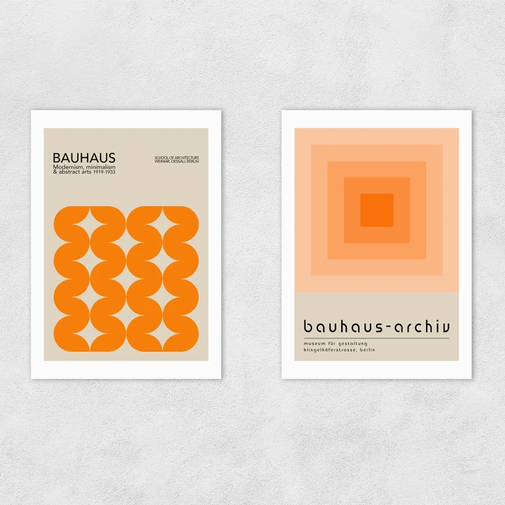 Orange Bauhaus Set Unframed Print