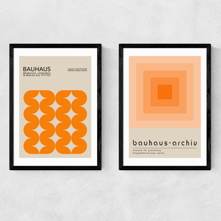 Orange Bauhaus Set Narrow Black Frame Orange Bauhaus Set Narrow Black Frame