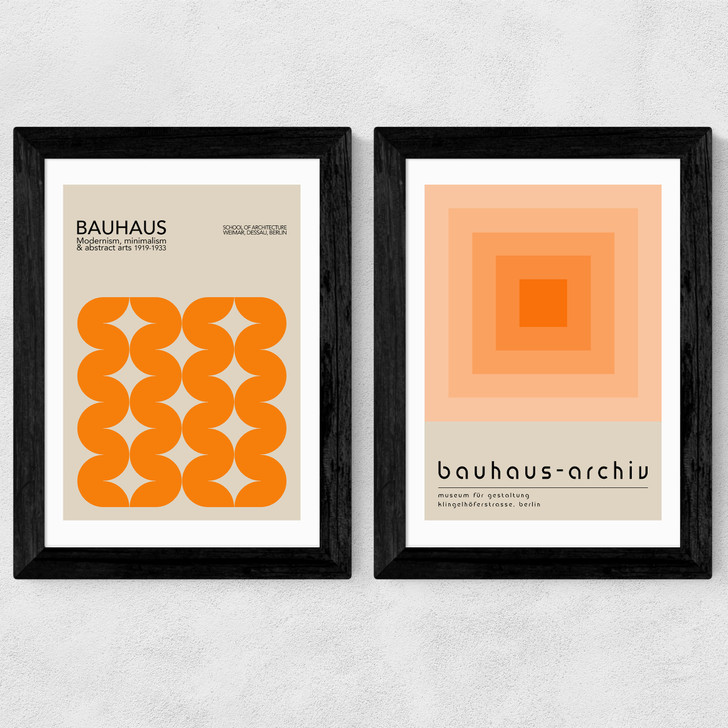 Orange Bauhaus Set Wide Black Frame Orange Bauhaus Set Wide Black Frame