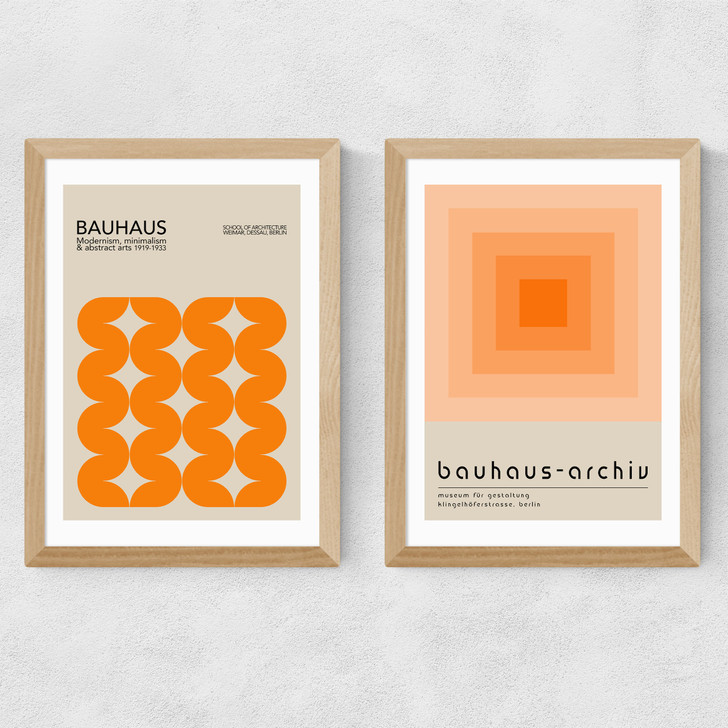 Orange Bauhaus Set Medium Oak Frame Orange Bauhaus Set Medium Oak Frame