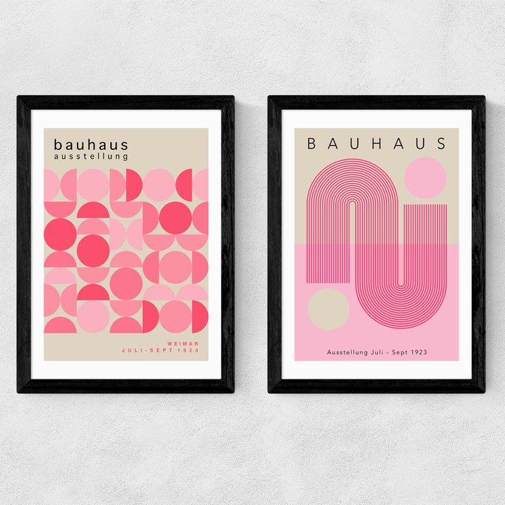Pink Bauhaus Set Medium Black Frame Pink Bauhaus Set Medium Black Frame