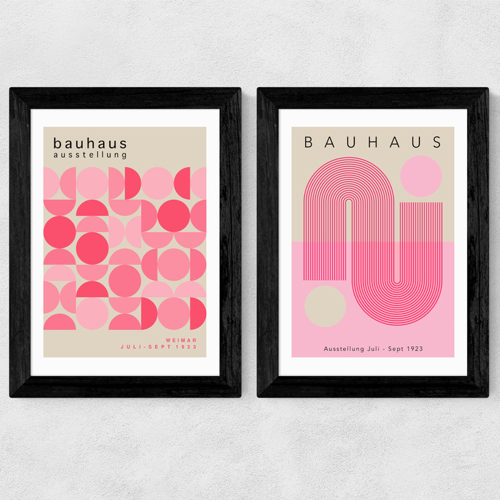 Pink Bauhaus Set Wide Black Frame Pink Bauhaus Set Wide Black Frame
