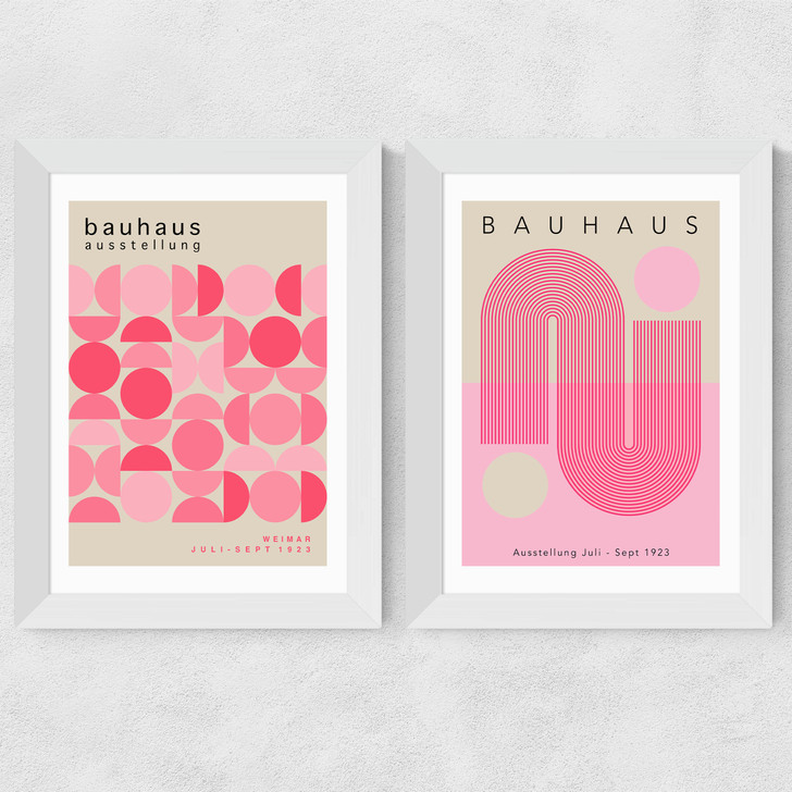Pink Bauhaus Set Wide White Frame