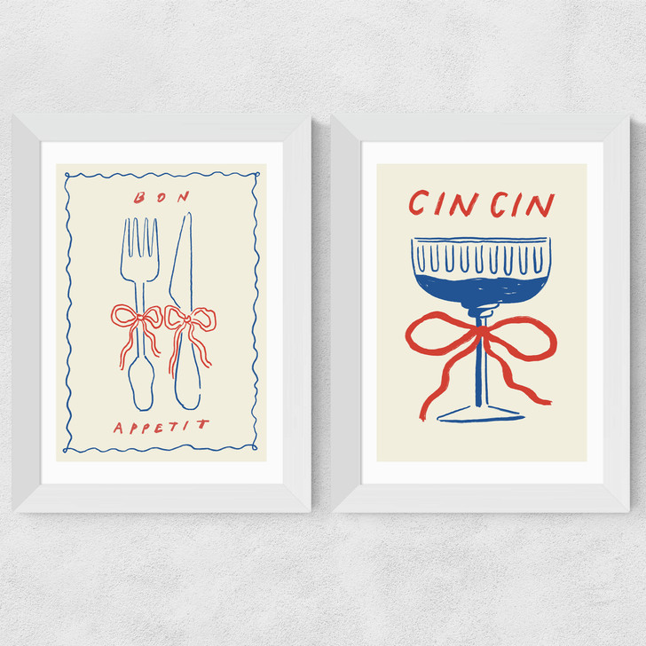 Dinner Party Set of 2 Wide White Frame