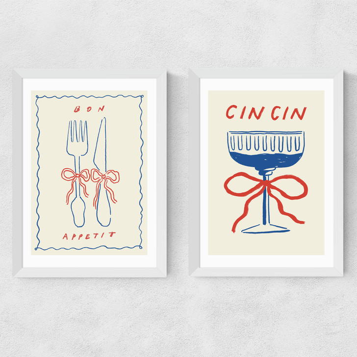 Dinner Party Set of 2 Medium White Frame
