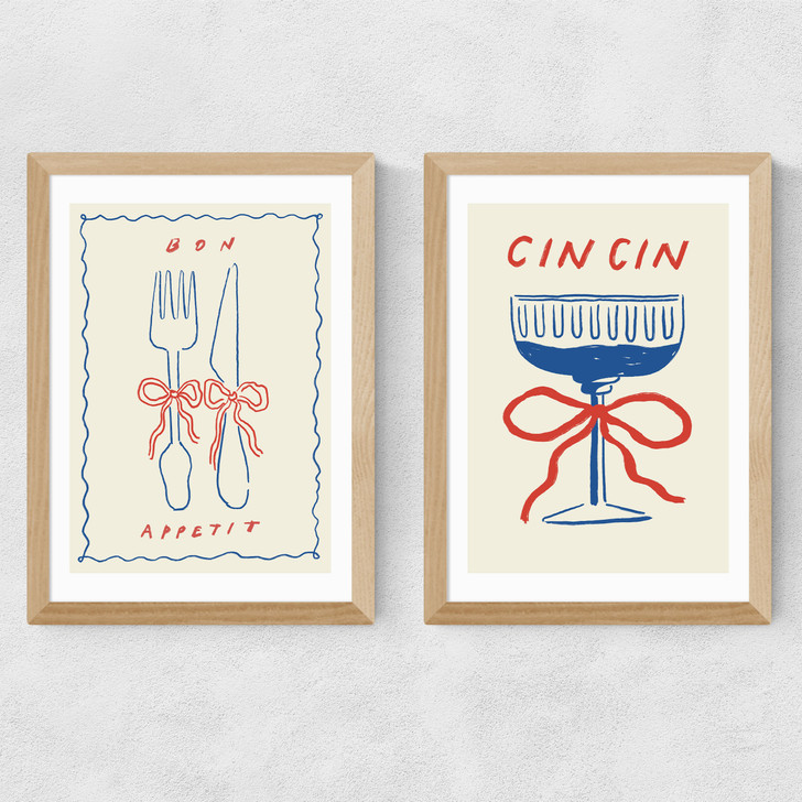 Dinner Party Set of 2 Medium Oak Frame