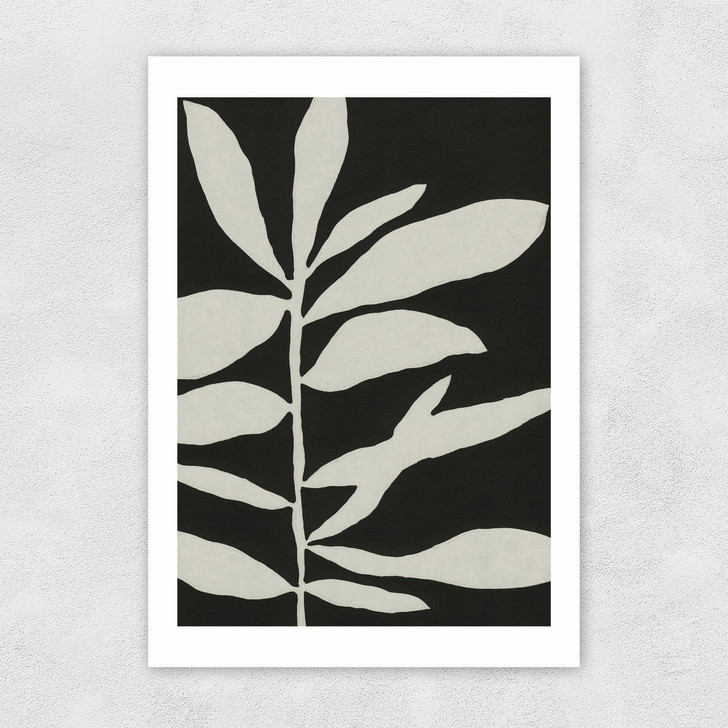 Linocut Branch III (Black White) Unframed Print