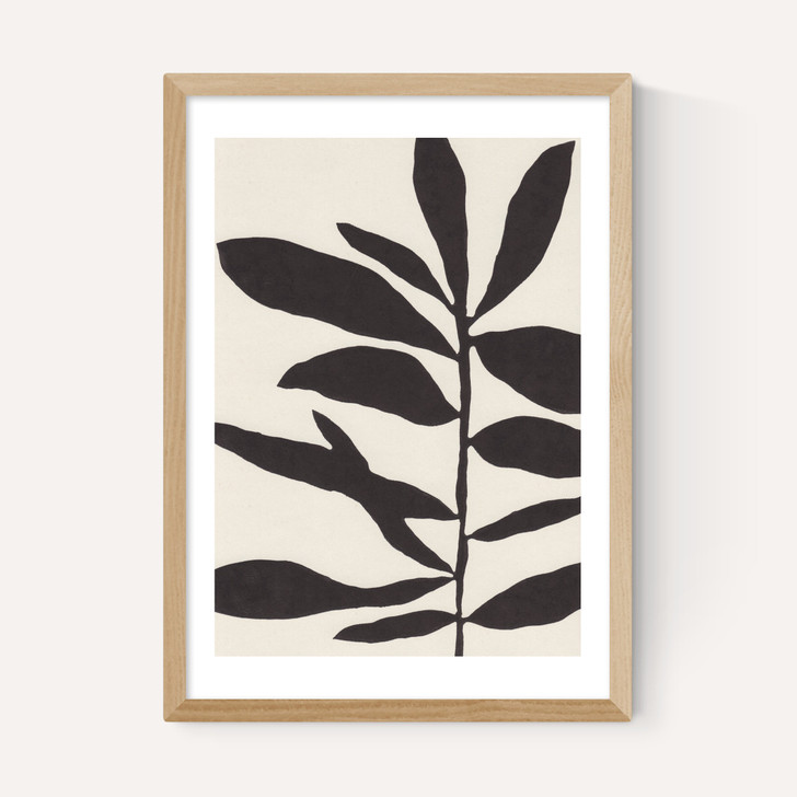 Linocut Branch III White Black