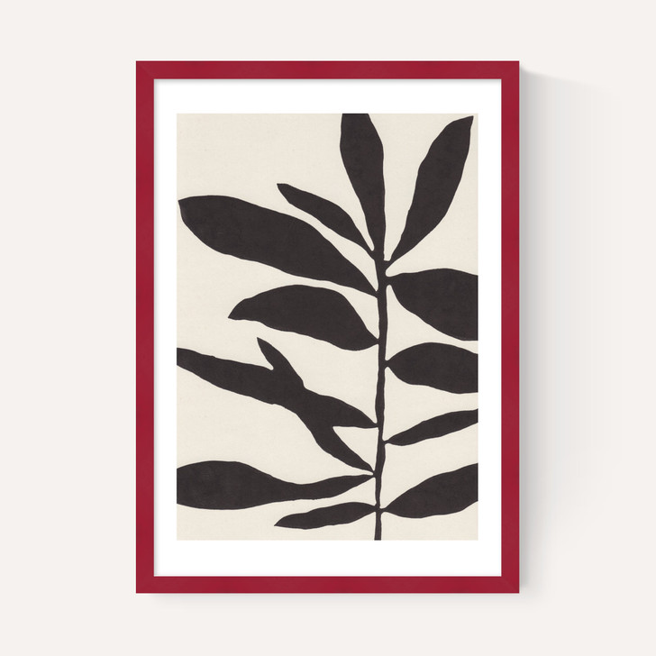 Linocut Branch III White Black
