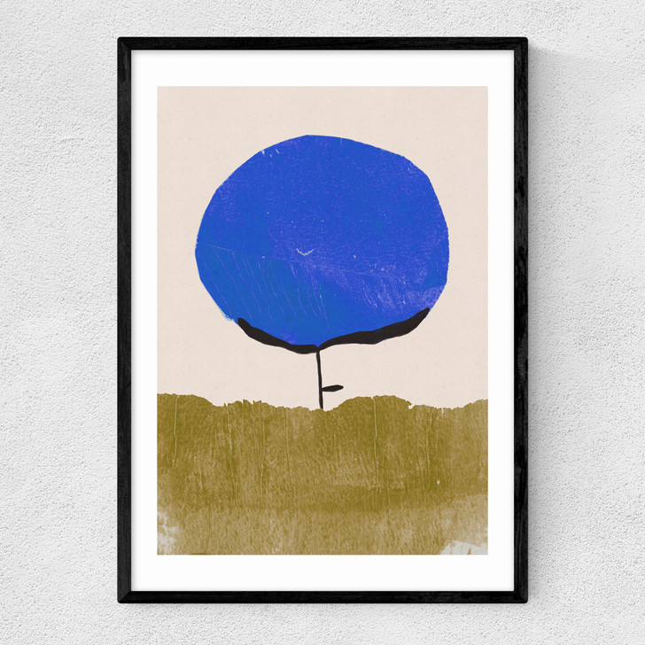 Blue Flower Narrow Black Frame