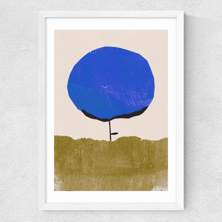 Blue Flower Medium White Frame