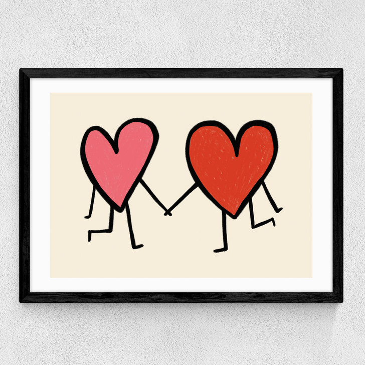 Heart Holding Hands Medium Black Frame