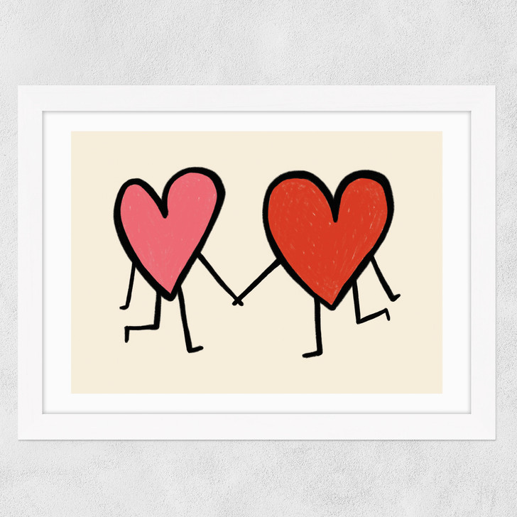Heart Holding Hands Wide White Frame
