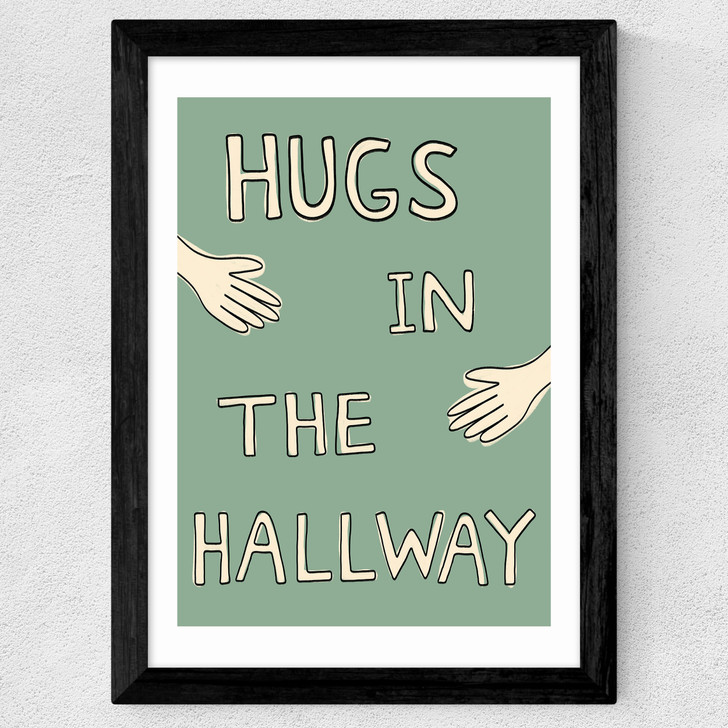 Hugs In The Hallway Wide Black Frame