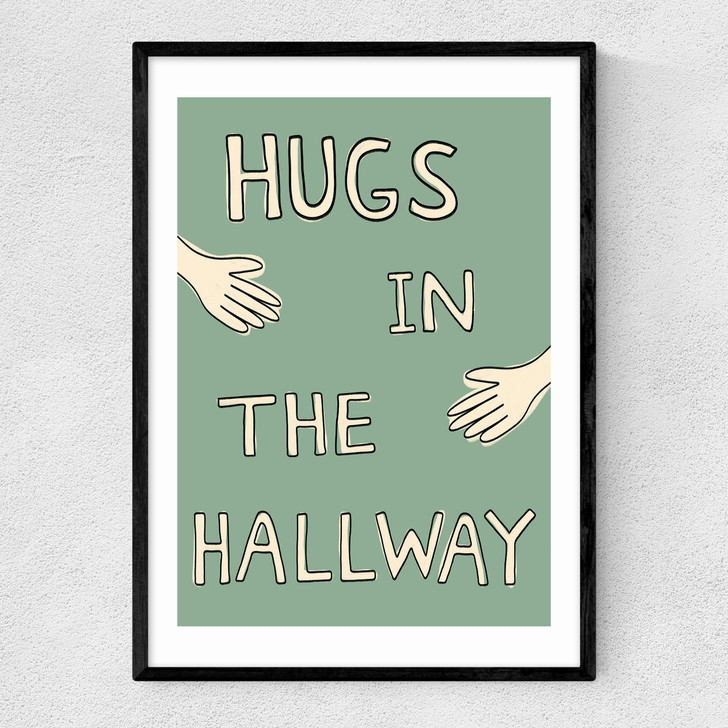 Hugs In The Hallway Narrow Black Frame