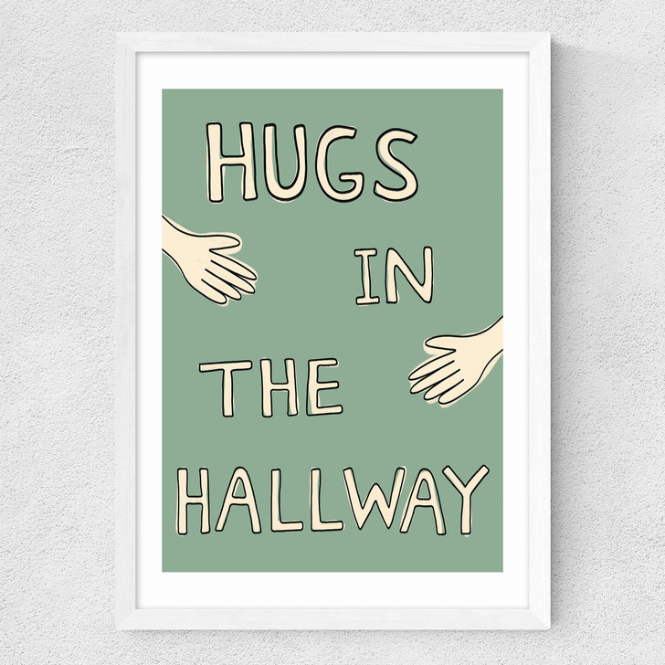 Hugs In The Hallway Medium White Frame