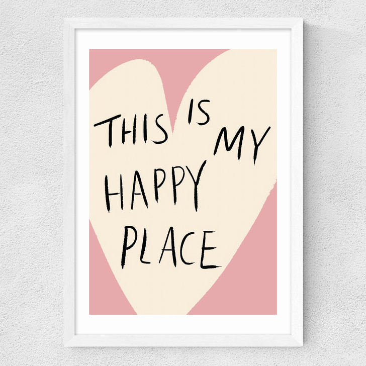 My Happy Place Heart Medium White Frame