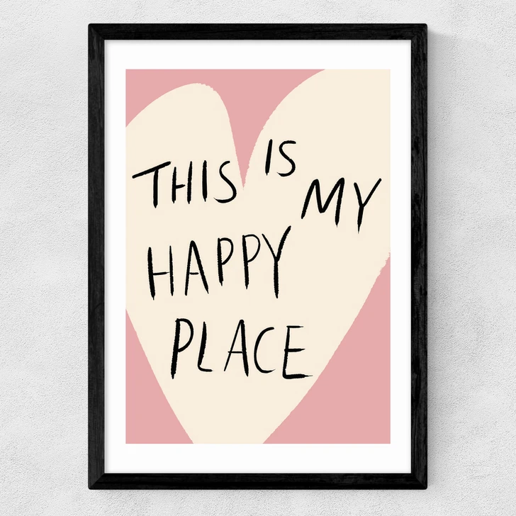 My Happy Place Heart Medium Black Frame