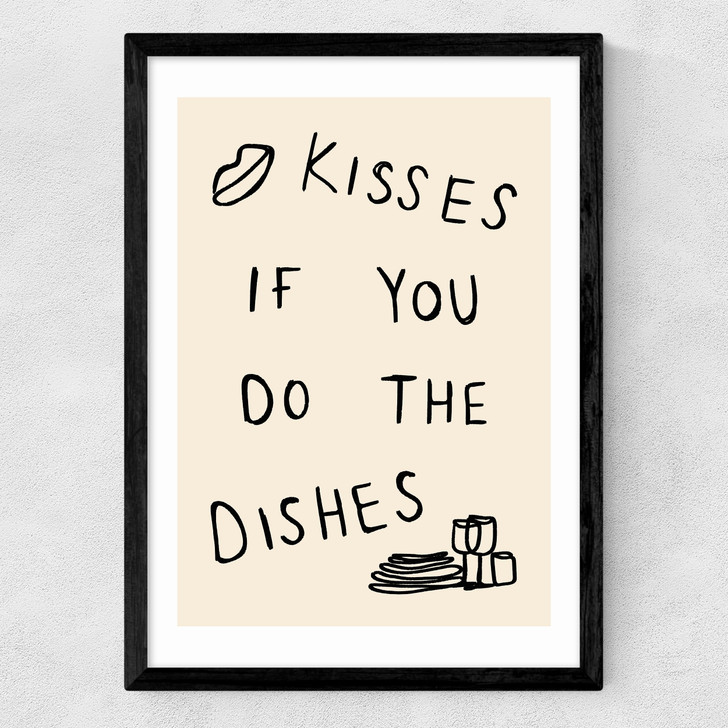 Kisses If You Do The Dishes Medium Black Frame