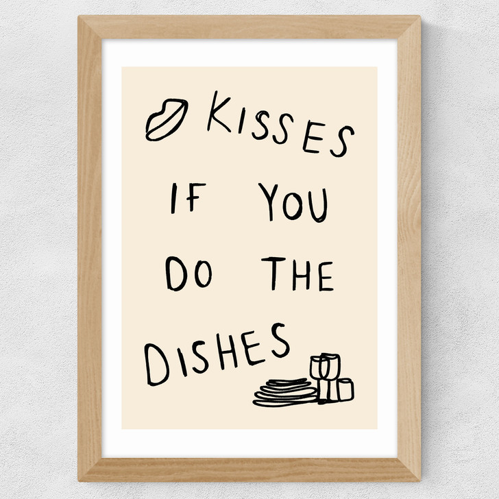 Kisses If You Do The Dishes Wide Oak Frame
