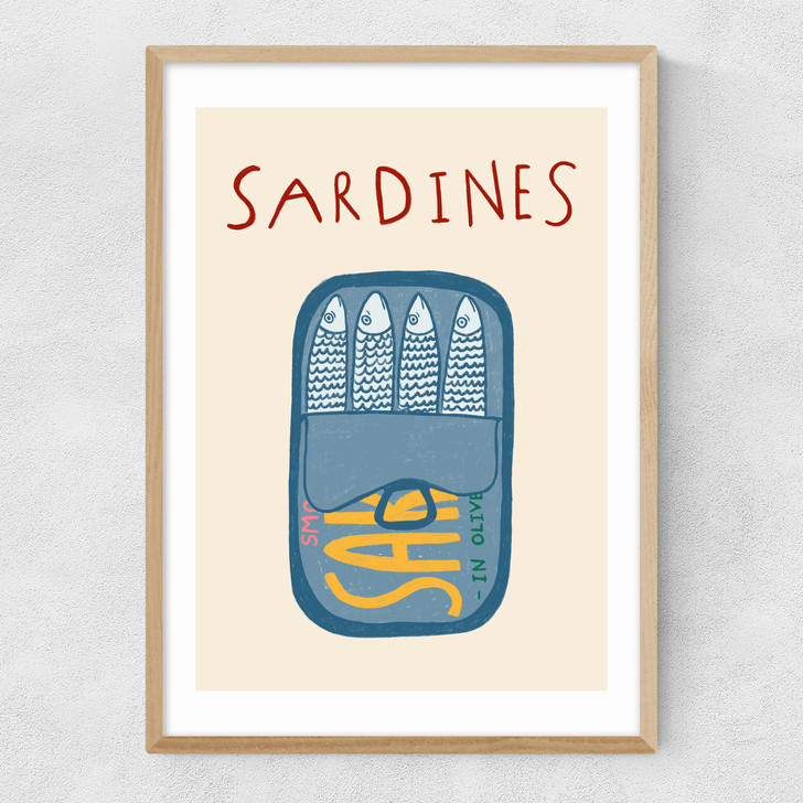 Sardines In A Tin Narrow Oak Frame
