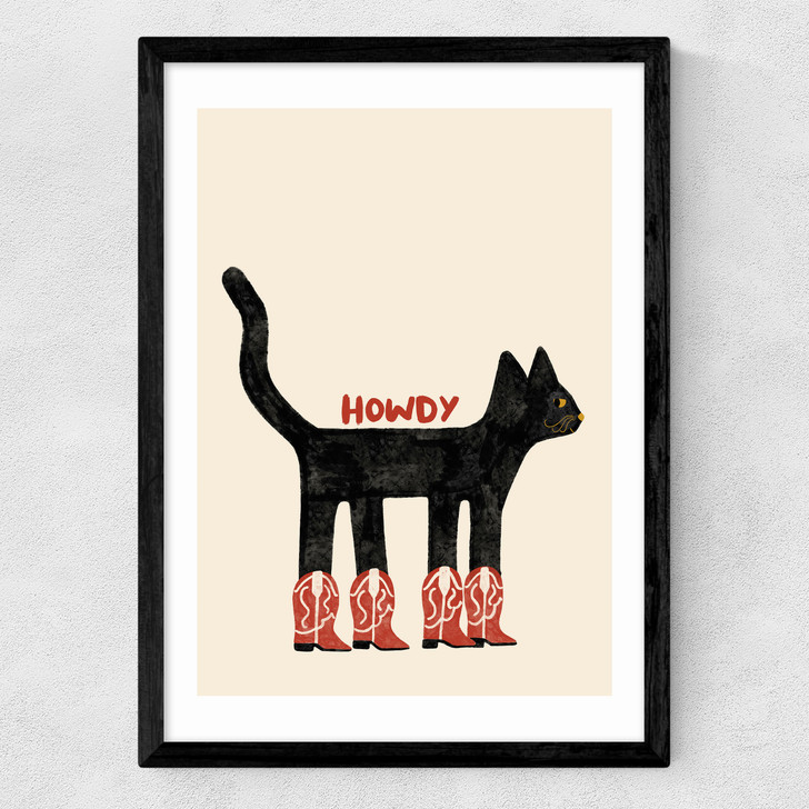 Howdy Cat Medium Black Frame