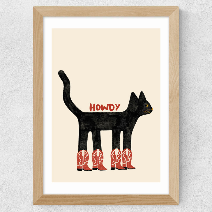 Howdy Cat Wide Oak Frame
