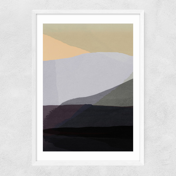 Golden Hills I Narrow White Frame
