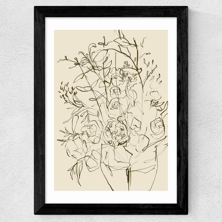 Farmhouse Flowers Wide Black Frame