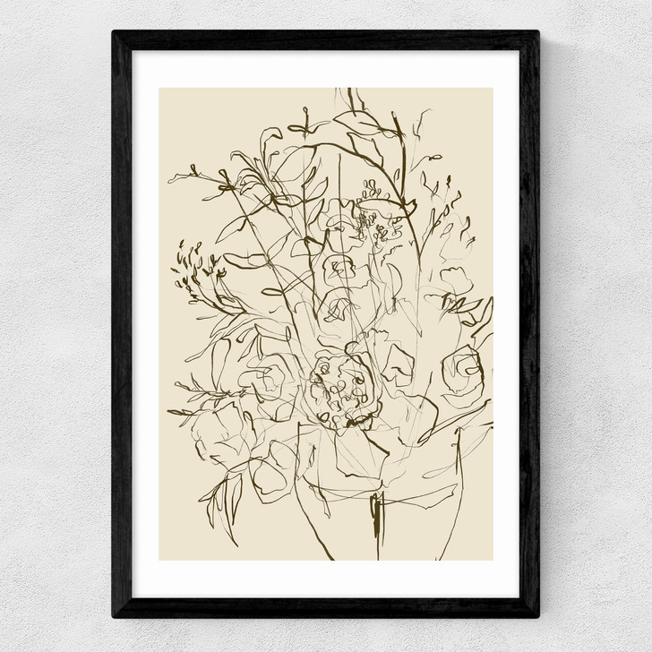 Farmhouse Flowers Medium Black Frame