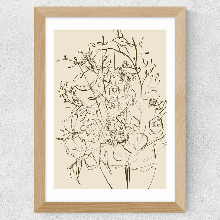 Farmhouse Flowers Wide Oak Frame