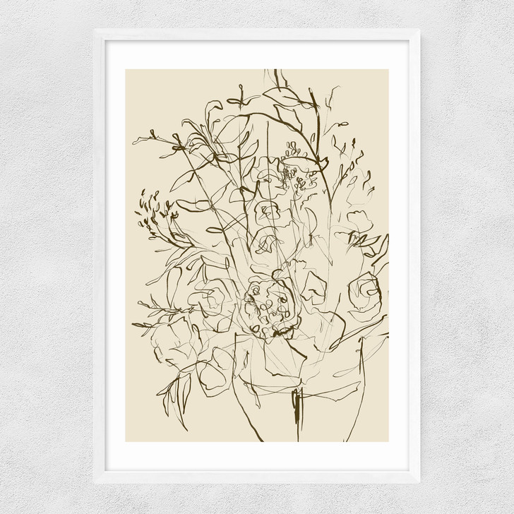Farmhouse Flowers Narrow White Frame