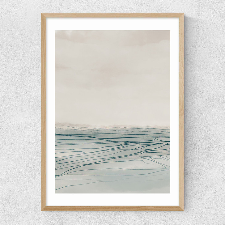 Still Sea I Narrow Oak Frame