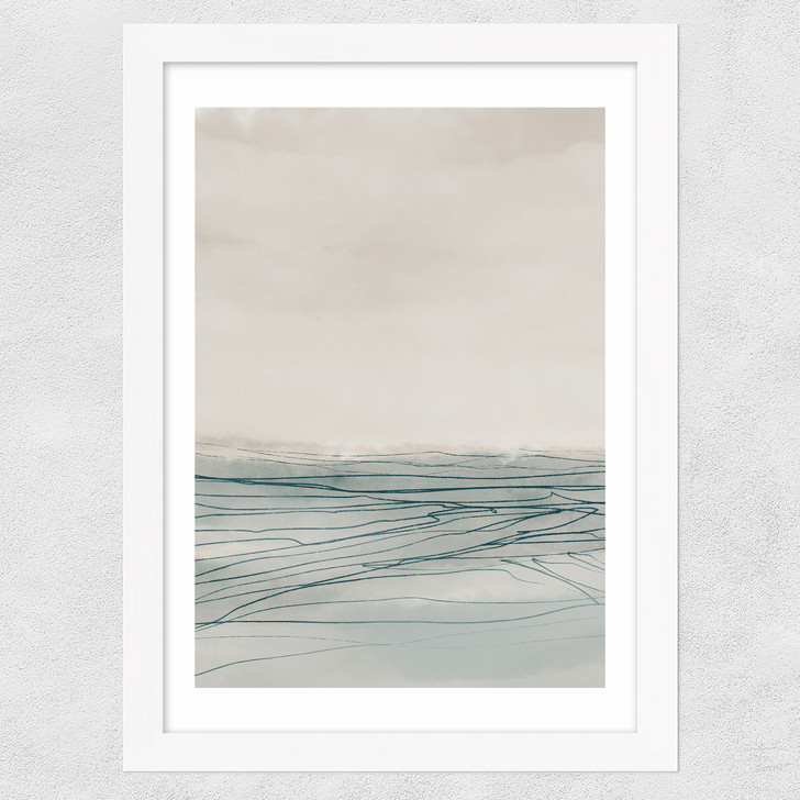 Still Sea I Wide White Frame