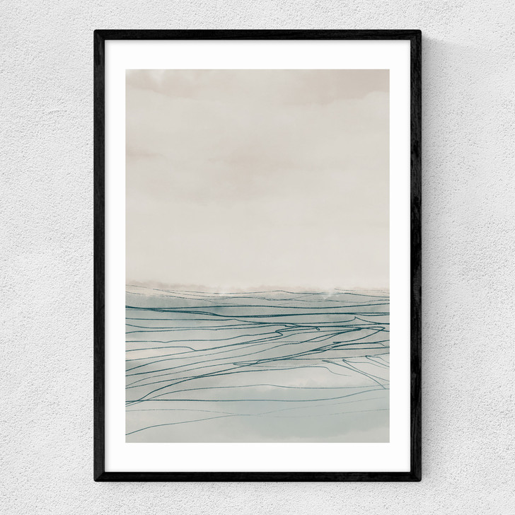 Still Sea I Narrow Black Frame