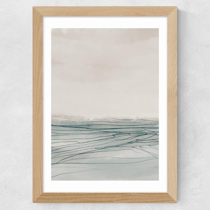 Still Sea I Wide Oak Frame