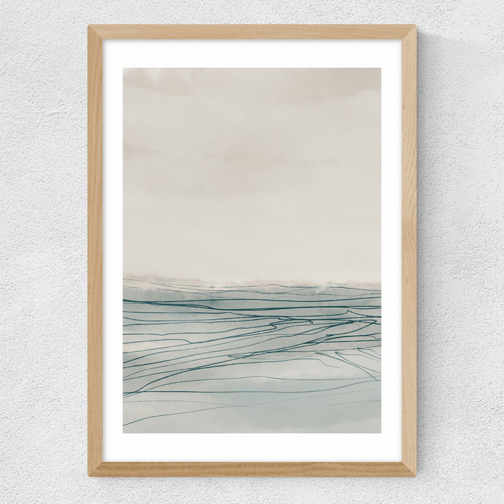 Still Sea I Medium Oak Frame
