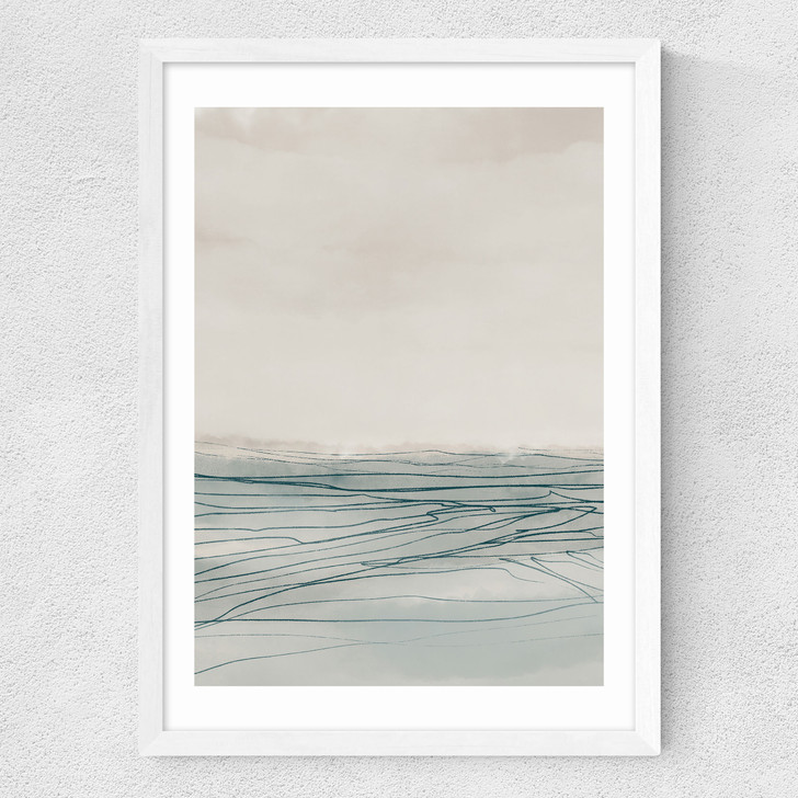 Still Sea I Medium White Frame