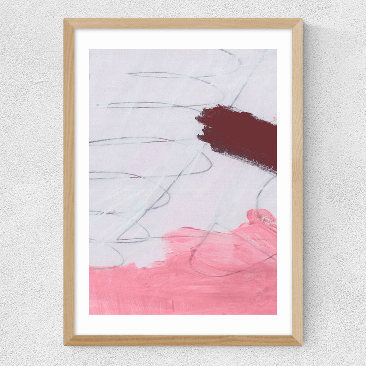 Pink Brush Set 1 Medium Oak Frame