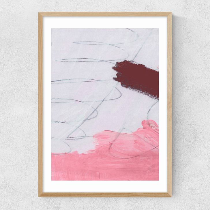 Pink Brush Set 1 Narrow Oak Frame