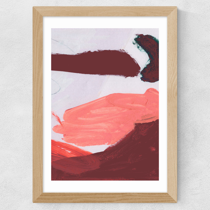 Pink Brush Set 3 Wide Oak Frame