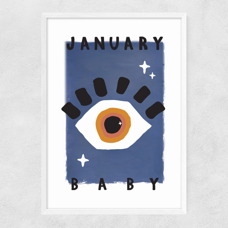January Baby Narrow White Frame
